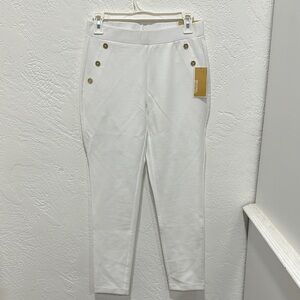 White Button-Detail Pants